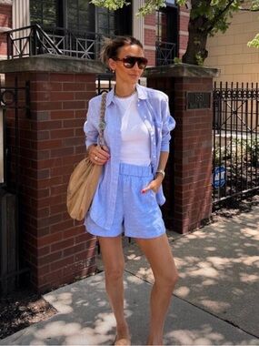 J. Crew Tropez linen shorts in French Blue